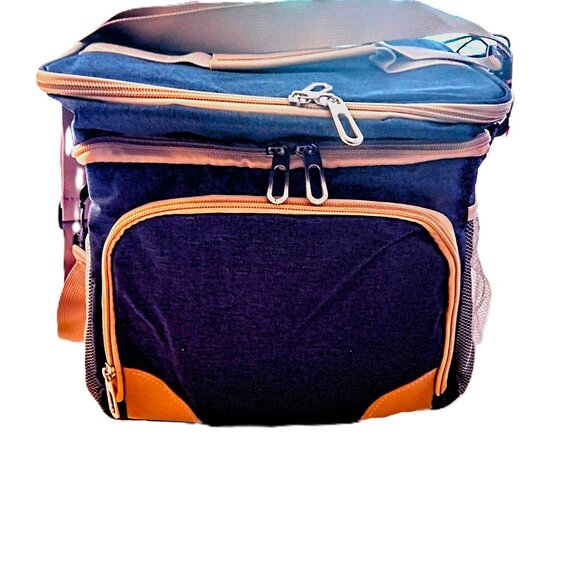 Denim Dual-Compartment Insulated Lunch Bag w/Strap ~ BONUS Zip Storage Bag NEW! - Picture 9 of 13